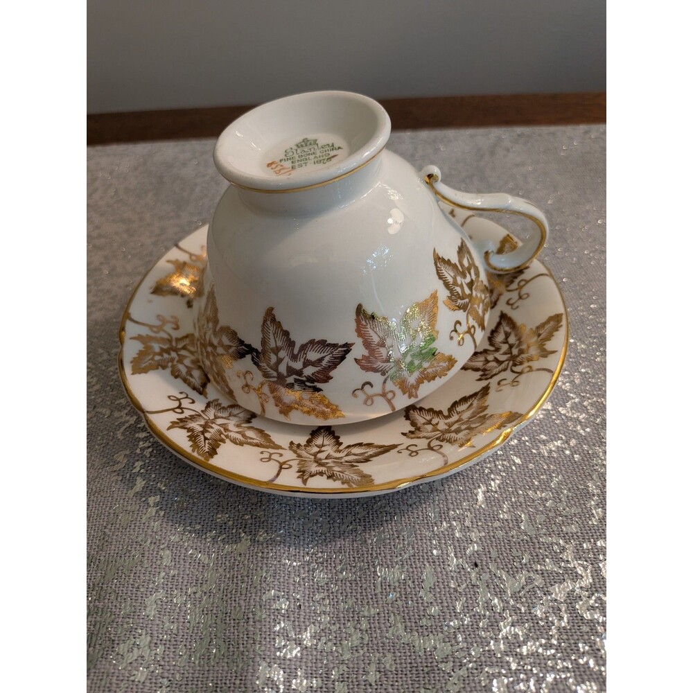 Stanley Vtg Gold Maple Leaf Tea Cup & Saucer Fine Bone China England Regency - Picture 5 of 11